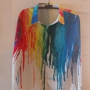 XUAN YING Collection Dripping Paint Dress Shirt $2